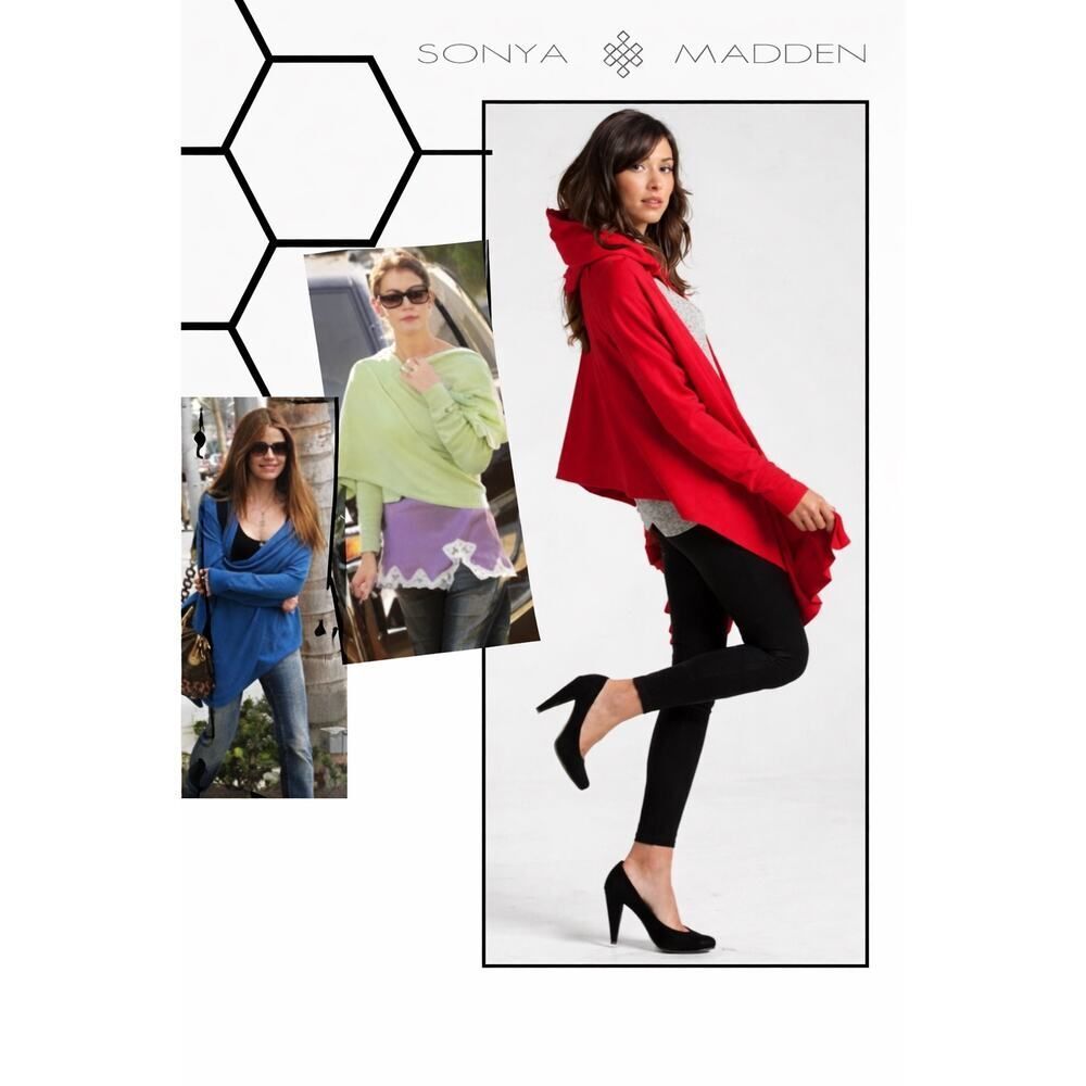 Sonya Madden cashmere cardi -wrap in red M - Picture 2 of 10